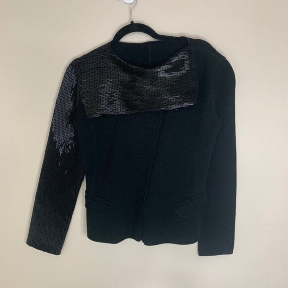 Emporio Armani Beaded Wool Blend Blazer Jacket Black 44 - Picture 3 of 16